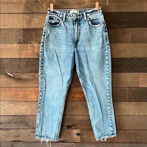 Abercrombie & Fitch Women's Curve Love High Rise The Mom Jeans Denim Blue